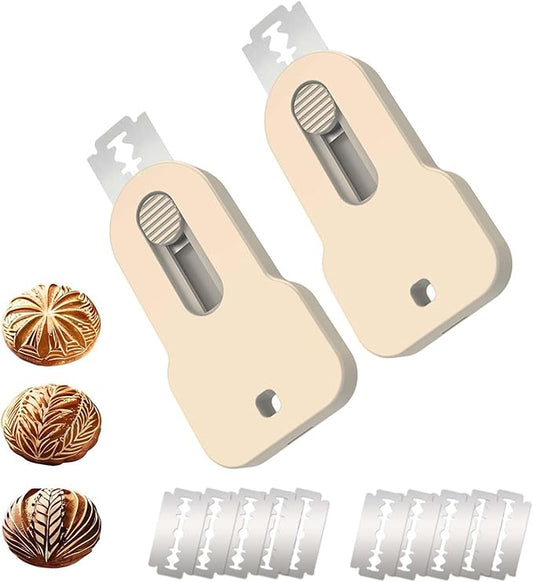 Bread Lame Scorer Set - 2 Pack Magnetic, Retractable Scoring Tool with 10 Blades for Sourdough Baking, ABS Handle, Stainless Steel Blade