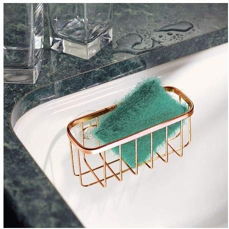 iDesign Stainless Steel Suction Sponge Holder - Kitchen Sink Sponge Caddy Organizer - Copper - Image 3