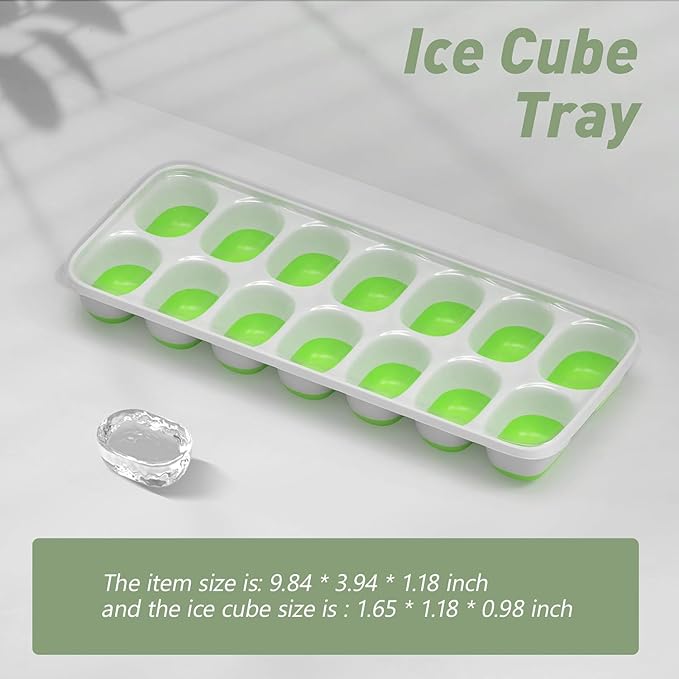 ChefAide Ice Cube Tray with Lid, 2 Packs 28 Cubes Durable Stackable Ice Cube Trays for Freezer with Removable Lids, Easy-Release Plastic & Silicone Ice Tray for Cocktail, Coffee - Image 3