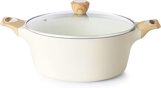 SENSARTE Ceramic Nonstick Stock Pot with Lid, 2.6/4.5/6.6/8.5 QT Soup Pot Casserole Pot, Non-toxic Healthy Pasta Pot, Large Cooking Pot Stew Pot, Induction Compatible, PFOA PFAS PTFE Free, White by SENSARTE