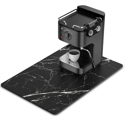 Rnivvi Coffee Mat, 16" x 24" Cute Marble Style Coffee Bar Mats for Espresso Machine Station Accessories and Organizer, Hide Stain Rubber Backed Absorbent Dish Drying Pad for Kitchen Counter, Black by Rnivvi