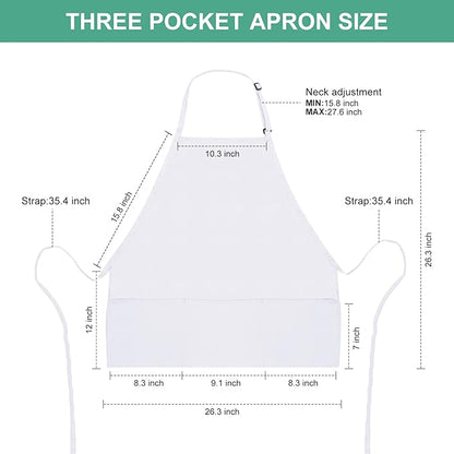 Jubatus 2 Pack 3 Pockets Adjustable Bib Apron Chef Kitchen Cooking Aprons for Women Men, White - Image 6