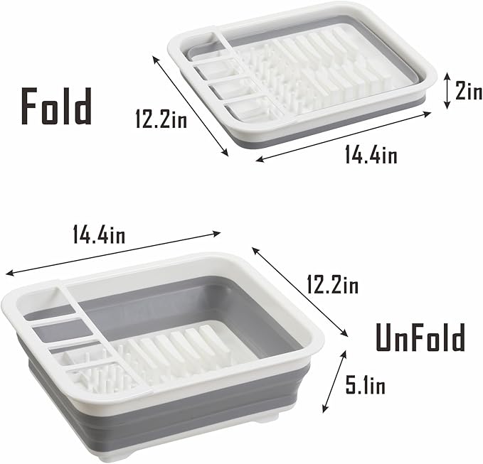 Collapsible Dish Drying Rack, Foldable Dinnerware Drainer Organizer for Storage Kitchen Counter RV Accessories Portable Rack Holders for Dishes Plates and Cups Camping Travelling Space Saver Essential - Image 2