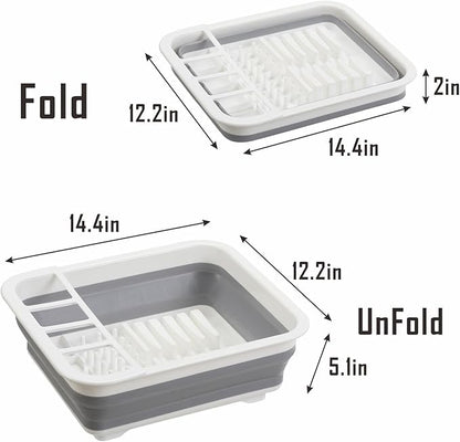 Collapsible Dish Drying Rack, Foldable Dinnerware Drainer Organizer for Storage Kitchen Counter RV Accessories Portable Rack Holders for Dishes Plates and Cups Camping Travelling Space Saver Essential - Image 2