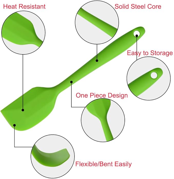 Silicone Spatulas, 11 inch Rubber Spatula Heat Resistant Seamless One Piece Design Non-Stick Flexible Scrapers Baking Mixing Tool (4 Piece) - Image 5