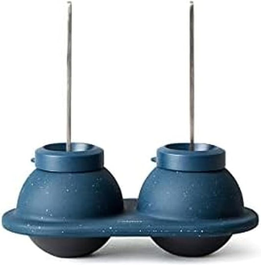 Houdini Swizzle Sphere Ice Mold, 2 Piece Tray, Navy by Rabbit