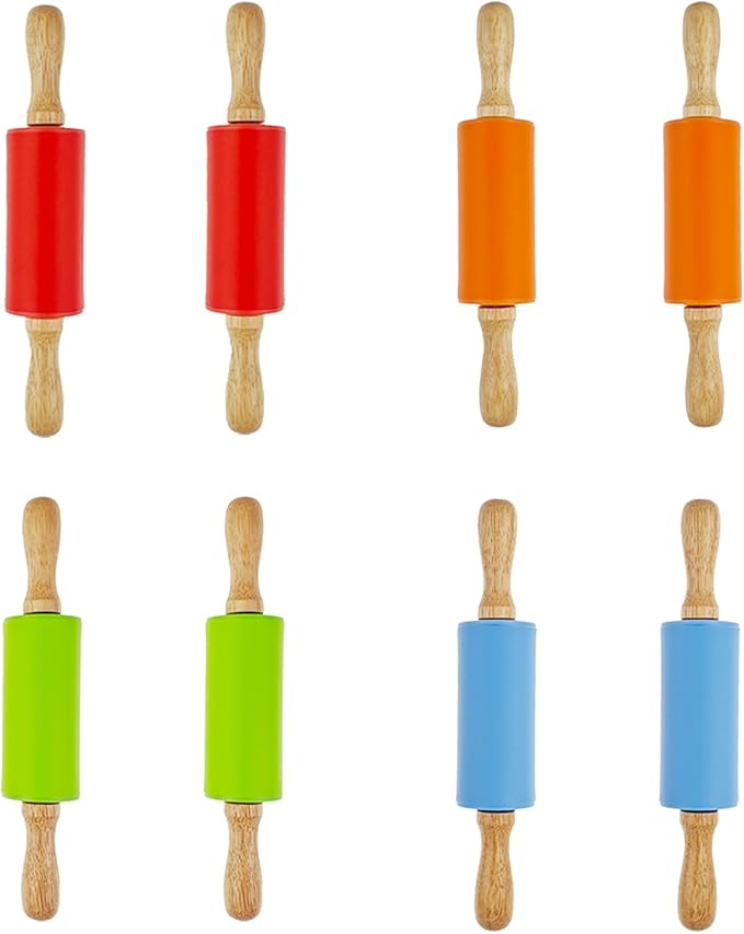 8 Pack Small Rolling Pin for Kids, Kids Rolling Pin for Home Kitchen (9 Inch) by Miokun
