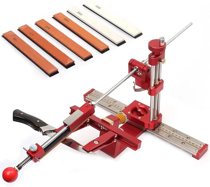 Professional Knife Sharpener with 6 Whetstones,360° Flipping Angle Adjustable Design,Fixed-Angle High Precision Grinder Sharpening with Dual Clamps,072R by KETIPED