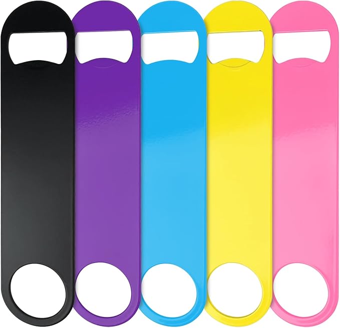 KTOJOY 5 Pack Stainless Steel Colorful Beer Bottle Opener Set, 7 Inch, Large Colorful Design, - Image 2