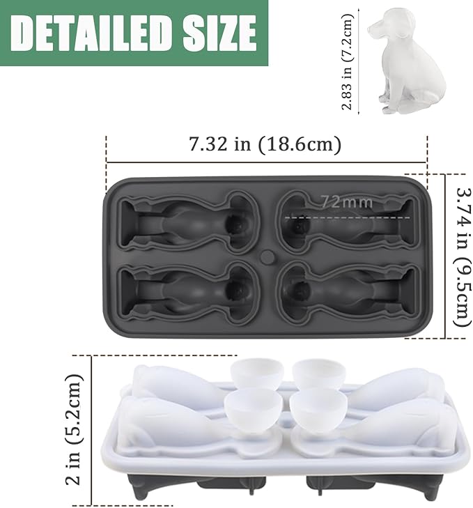 3D Labrador Dog Ice Cube Mold, Admaison Ice Cube Tray with Funnel for Cocktails, Bourbon,Brandy, Whiskey Gifts for Men, Silicone Fun Shapes Black (Labrador)