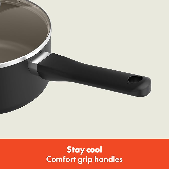 bella 21 Piece Kitchen Set with EverGood™ Ceramic Nonstick Coating​, Dishwasher & Oven Safe, All Stovetops Compatible, Tempered Glass Lids & Cool Touch Handles, Black - Image 6