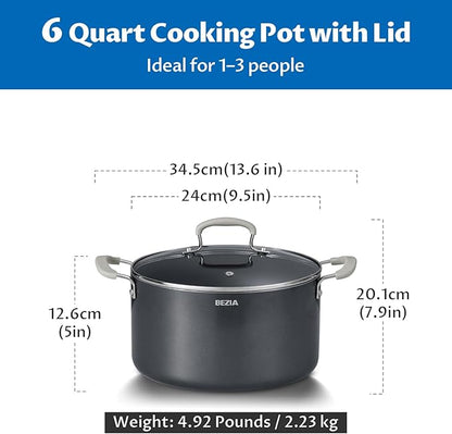 6 Quart Nonstick Stock Pot with Lid - BEZIA Ceramic Soup Pot for Small Families, Induction Cooking Pot with Stay-Cool Silicone Handles, Easy Cleanup, Perfect for Side Dishes, Daily Meals & Camping - Image 7