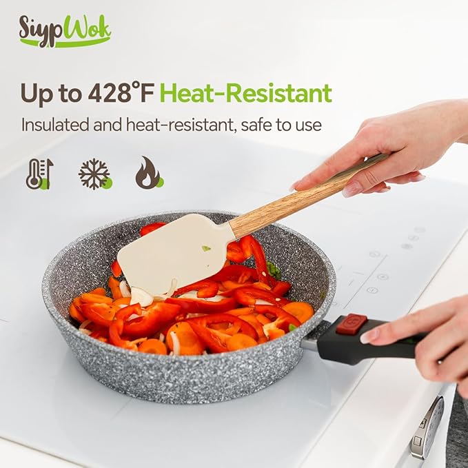 Silicone Spatula Set, Food Grade Rubber Spatula-4 Piece Nonstick Rubber Spatulas, Spoonula, Jar Scraper for Cooking, Baking, Mixing, Frosting - Heat Resistant Up to 600°F (4 Pcs Spatula Off-White) - Image 2