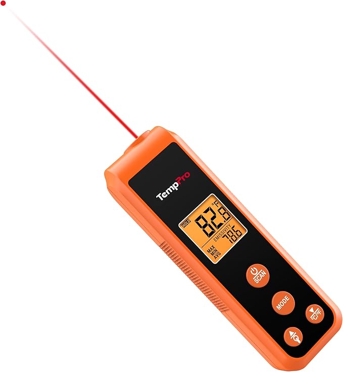 TempPro TP410 Infrared Thermometer Gun Non-Contact Laser Thermometer Gun for Cooking, Temperature Gun with Range -58℉~1022℉ for Pizza Oven Accessories, Griddle, HVAC, Engine(Previously ThermoPro) by TempPro