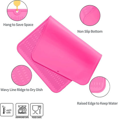 MicoYang Silicone Dish Drying Mat for Multiple Usage,Easy clean,Eco-friendly,Heat-resistant Silicone Mat for Kitchen Counter or Sink,Refrigerator or Drawer Liner Rose 3XL 28 inches x 18 inches - Image 3