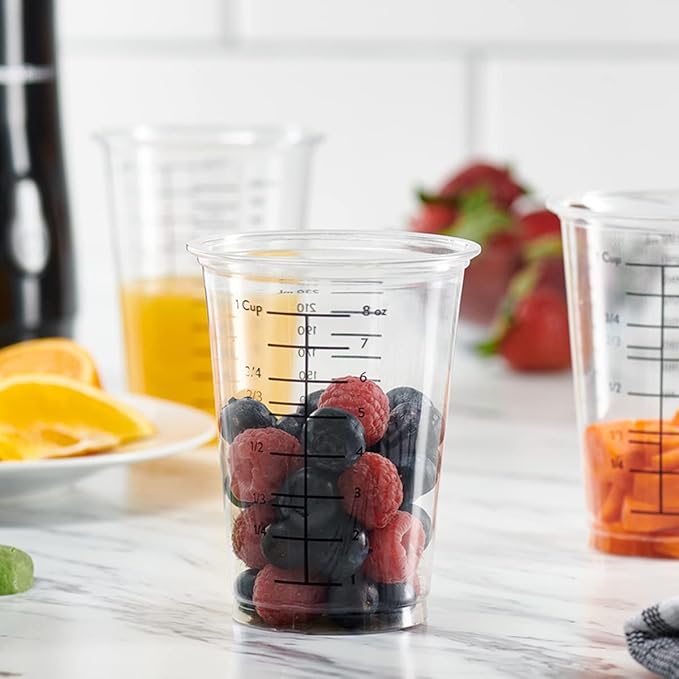 GUSTO 10 oz Clear Plastic Measuring Cups [25 Count] Disposable Multipurpose Cups for Baking, Cooking, Resin & Mixing (Formerly Comfy Package) - Image 6