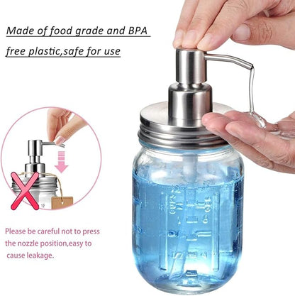 Amolliar Mason Jar Liquid Soap Dispenser Pump, Rustproof Stainless Steel Lid, Cute Farmhouse Decor for Kitchen, Bathroom, Refill Soap Pump for Hand Soap, Dish Soap, Lotion Soap, Brushed Nickel 1 Pack