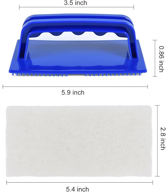 YoleShy Shower Scrubber Non-Scratch Bathtub Scrubber Heavy Duty Scrub Pad with Handle for Bathroom Tile Bathtubs Shower Tile Sink Pool Tile Spas (Blue) - Image 2