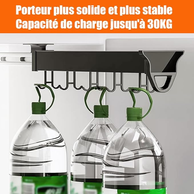 Pull Out Pot Rack, 22" Pull Out Pots and Pans Organizer with 16 Hook, Aluminum Alloy Hanging Pot Rack, Expandable Utility Rack, Sliding Under Cabinet Organization for Kitchen, Cabinet, Closet