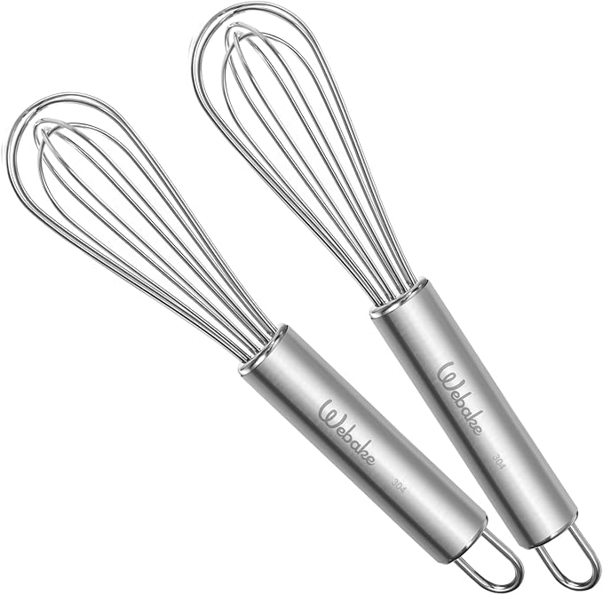 Webake 7.5" Stainless Steel Mini Whisks, 304 Small Metal Whisk for Professional or Home Set of 2 - Image 8