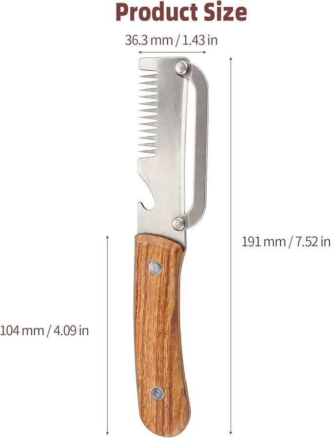 Multifunctional Vegetable Peeler, 3 in 1 Potato Peeler with Wooden Handle, Green Onion Slicer with Bottle Opener Kitchen Tool for Peeling Veggie Fruit Pineapple Pumpkin Papaya Carrrot(2 Pack) - Image 2