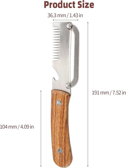 Multifunctional Vegetable Peeler, 3 in 1 Potato Peeler with Wooden Handle, Green Onion Slicer with Bottle Opener Kitchen Tool for Peeling Veggie Fruit Pineapple Pumpkin Papaya Carrrot(2 Pack) - Image 2