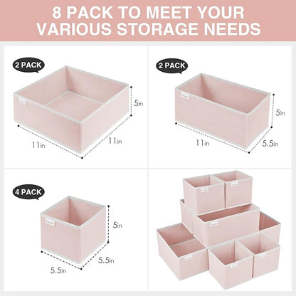 Criusia 8 Pack Underwear Drawer Organizer, Drawer Organizer Clothes, Foldable Cloth Storage Box Closet Dresser Drawer Divider Organizer for Clothes, Scarves - Image 3