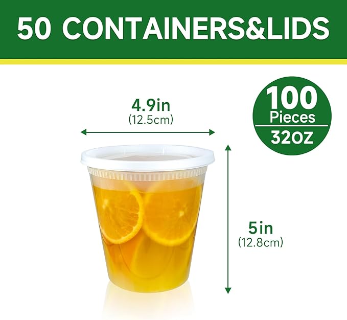 Dealusy 50 Set 32 oz Deli Containers with Lids, Leak-Proof BPA Free Plastic Take Out Bowls, Food Storage Containers for Takeout Meal Prep Storage, Freezer, Microwave & Dishwasher Safe - Image 2