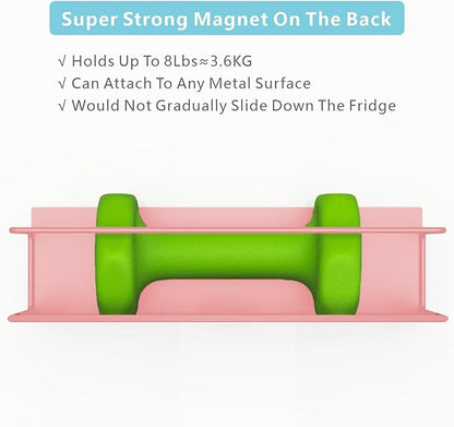 Magnetic Spice Rack For Refrigerator Magnetic Fridge Shelf For Kitchen Spice Organizer Magnetic Shelf For Fridge Space Saving Pink 4 Pack With Magnetic Paper Towel Holder - Image 2
