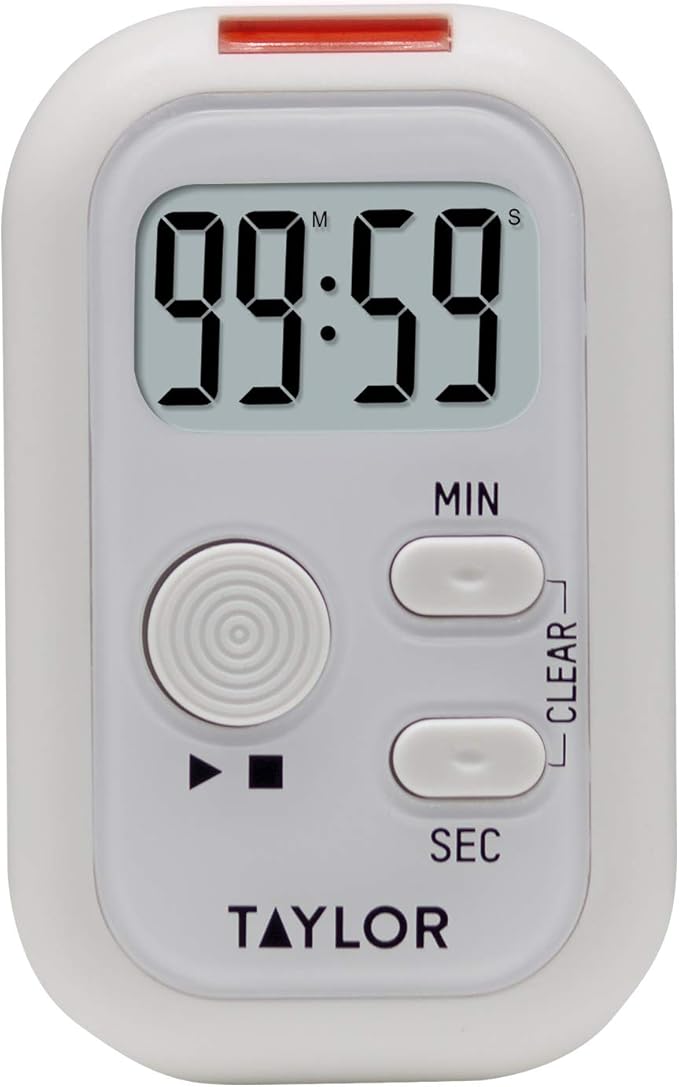 Taylor Multi-Alert (Sound, Light, Vibration) Digital Timer, Standard, White by Taylor