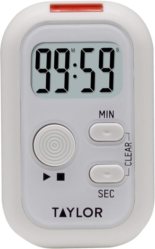 Taylor Multi-Alert (Sound, Light, Vibration) Digital Timer, Standard, White by Taylor
