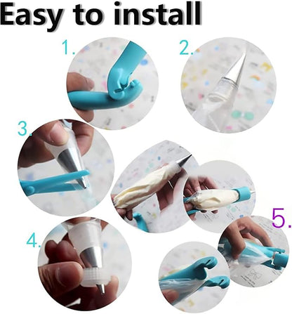 Cake Decorating Pen Tool Kit Pastry Bag DIY Cake Deco Tools Kit Pastry Icing Pen Piping Kit Bags(Blue) - Image 7