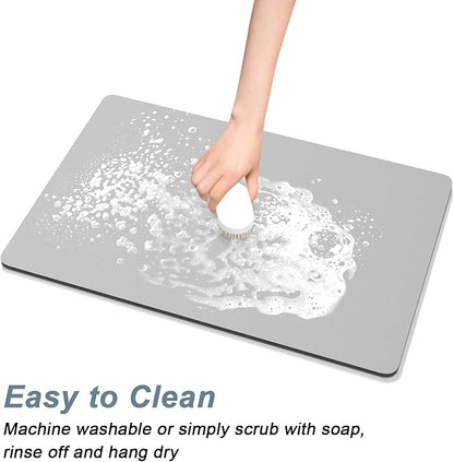 Rnivvi Coffee Mat, 12" x 19" Coffee Bar Mats for Espresso Machine Station Accessories and Organizer, Hide Stain Rubber Backed Absorbent Dish Drying Pad for Kitchen Counter, Cute Bar Decor Pad, Gray - Image 5
