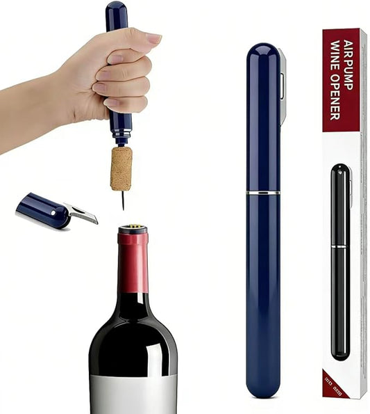 IPEROT Wine Bottle Opener, IPEROT Air Pressure Wine Corkscrew With Cutting Wine Bottle Foil Knife, Effortlessly Open Wine Bottles Without Damaging Corks, Easy-to-Use (Blue)