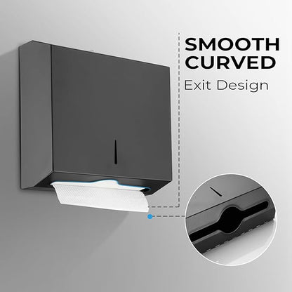 Commercial Paper Towel Dispenser for Multifold - Paper Towel Dispenser Wall Mount, Large Capacity Stainless Steel Tissue Holder, Suitable for Bathrooms and Public Places, Matte Black - Image 2