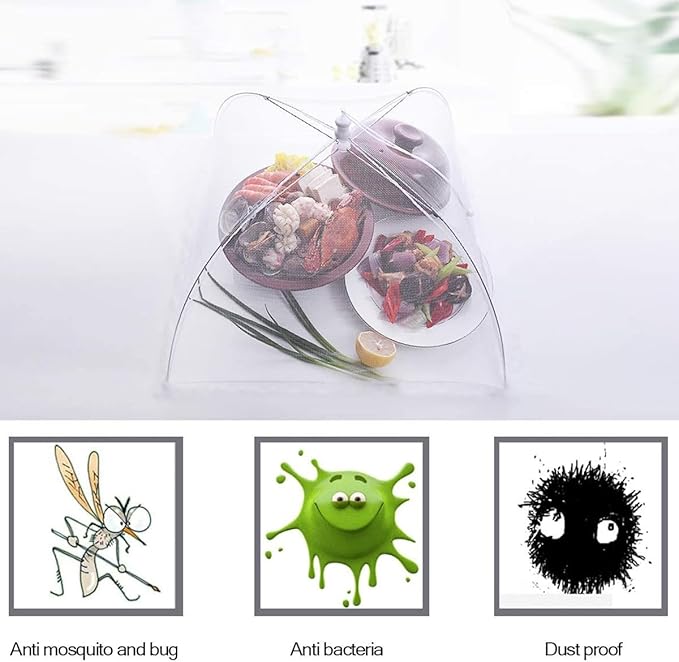 (6 Pack) Pop-Up Outside Picnic Mesh Food Covers Tent Umbrella for Outdoors and Camping Food Net Cover Keep Out Flies Mosquitoes Ideal for Parties BBQ, Reusable and Collapsible 17 x 17inches - Image 5