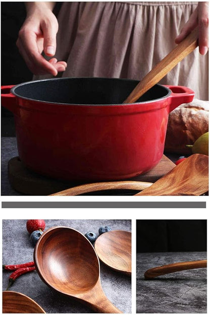 Messon Wooden Spoons for Cooking, 7Pcs Handmade Natural Teak Cooking Spoons Wooden Spatula for Non Stick Cookware (7 sets) - Image 9