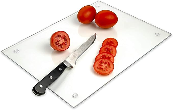 Tempered Glass Cutting Board – Long Lasting Clear Glass – Scratch Resistant, Heat Resistant, Shatter Resistant, Dishwasher Safe. 14 X 18 Inch