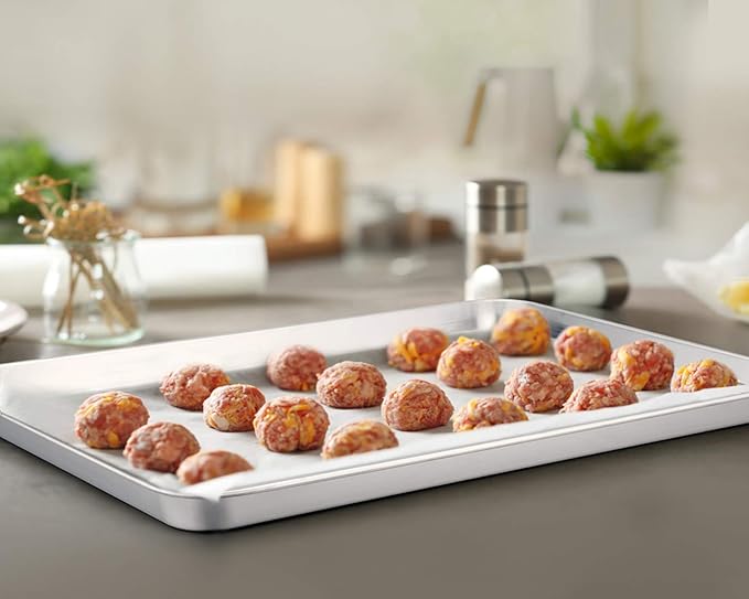 TeamFar Baking Sheet, 20’’×14’’×1’’, Cookie Sheet Half Sheet Baking Pans Stainless Steel, Non Toxic & Healthy, Heavy Duty & Thick Gauge, Mirror Finish & Dishwasher Safe - 2 Piece - Image 7