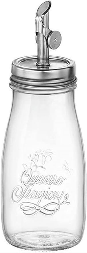Bormioli Rocco Quattro Stagioni, 13.5 Oz Olive Oil Dispensers with Weighted Pourer, Durable Glass, Made in Italy by Bormioli+Rocco