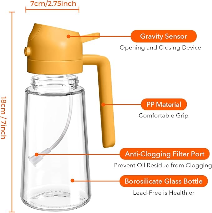 YARRAMATE 2Pcs 16oz/470ml 2 in 1 Oil Sprayer for Cooking with Stickers, Food-grade Glass Oil Spray Bottle, Oil Dispenser and Oil Sprayer for Kitchen, Salad, Frying, BBQ (White & Orange) - Image 8