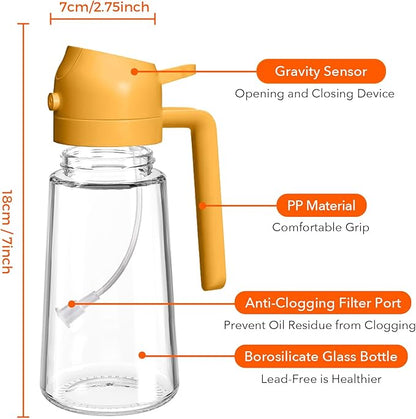 YARRAMATE 2Pcs 16oz/470ml 2 in 1 Oil Sprayer for Cooking with Stickers, Food-grade Glass Oil Spray Bottle, Oil Dispenser and Oil Sprayer for Kitchen, Salad, Frying, BBQ (White & Orange) - Image 8