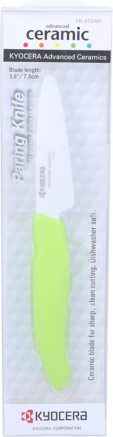 Kyocera Advanced Ceramic Revolution Series 3-inch Paring Knife, Green Handle, White Blade