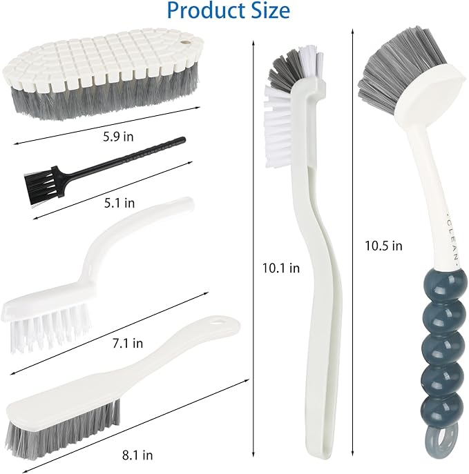 6 Pack Multipurpose Household Cleaning Set, Deep Cleaning Brush Set with Grips - Dish, Scrub, Bottle, Shoe, Groove Gap, Keyboard Brush for Kitchen, Bathroom (B) - Image 7