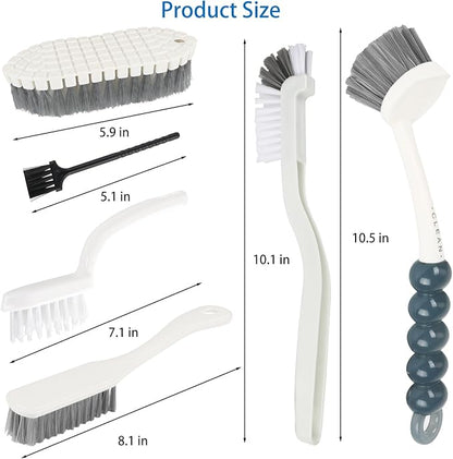 6 Pack Multipurpose Household Cleaning Set, Deep Cleaning Brush Set with Grips - Dish, Scrub, Bottle, Shoe, Groove Gap, Keyboard Brush for Kitchen, Bathroom (B) - Image 7