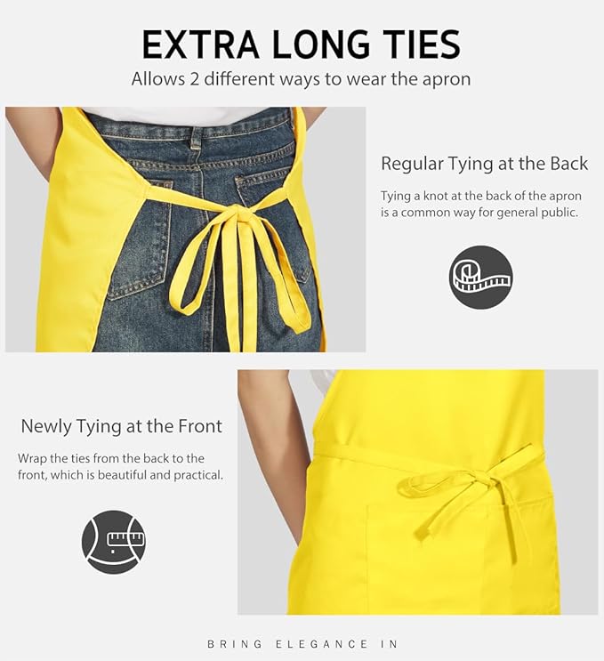 Syntus Apron for Men Women, Adjustable Cooking Kitchen Chef Aprons with 2 Pockets, Cotton/Polycotton/Polyester - Image 6