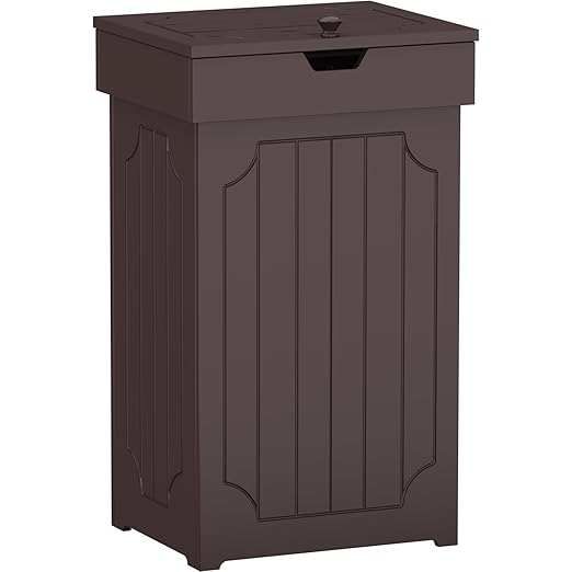 Function Home Trash Can Cabinet, 13 Gallon Kitchen Garbage Can, Wood Recycling Trash Bin, Freestanding Dog Proof Trash Can, Farmhouse Trash Cabinet with Lid for Home Kitchen Bathroom, Coffee by FunctionHome