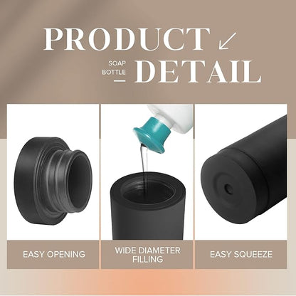 ElmRidge Dish Soap Silicone Dispenser for Kitchen Sink,Squeeze Washing Up Liquid and Hand Soap,Round refillable Silicone Bottles,Easy to Fill and to use, 8.5 oz,Black 2.4 x 2.4 x 5.5 inches (Black) - Image 4