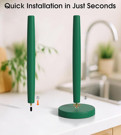 KitchLife Wooden Paper Towel Holder Countertop - Solid Freestanding Paper Towel Dispenser Stand with Anti-Skid Base (Dark Green) - Image 4