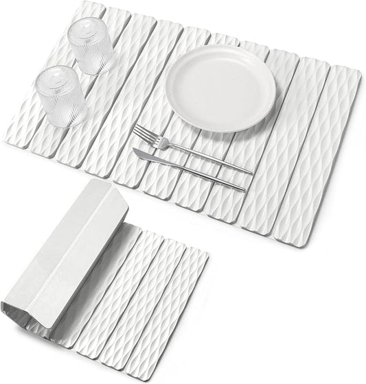 Large Stone Dish Drying Mats for Kitchen Counter, 24"(L)×16"(W) Wave - Pattern, Fast Drying Collapsible Dish Drying Mat, Eco-Friendly Absorbent Diatomaceous Earth Mats for Match Any Countertop